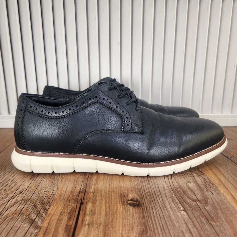 Curt & Larson Metro Mens Sz 10 3E Wide Black Leather Oxfords Dress Shoes 055195
